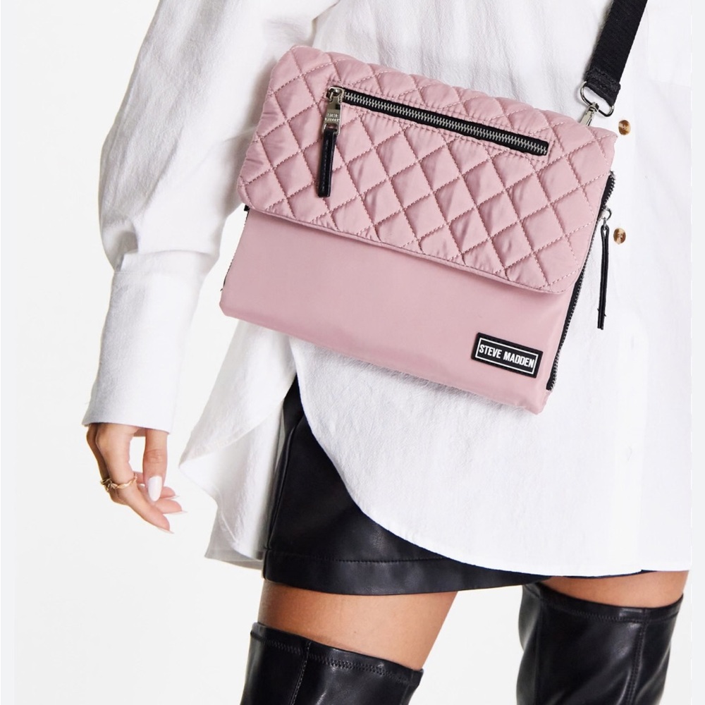 Steve Madden Light Blue Quilted Nylon Crossbody Bag - Picture 2 of 10